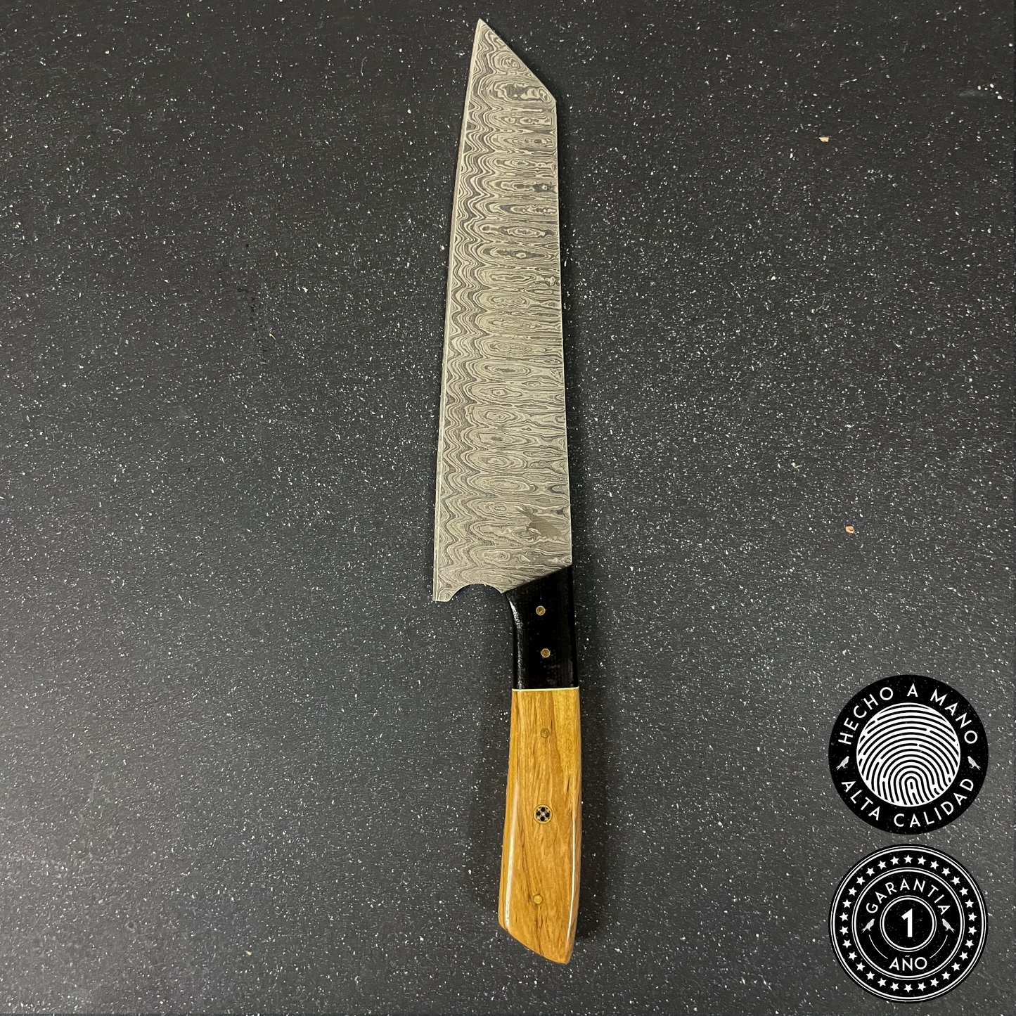 Cuchillo de cocina de acero Damasco Maihue estilo Kiritsuke con mango premium Rauka