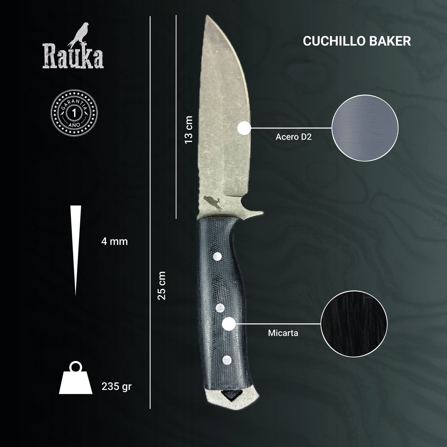 Cuchillo Bushcraft Deportivo 25cm “Baker“
