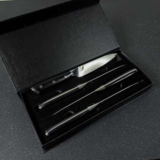 Set de 4 Cuchillos de Mesa de Acero Damasco 24cm "Reclus"