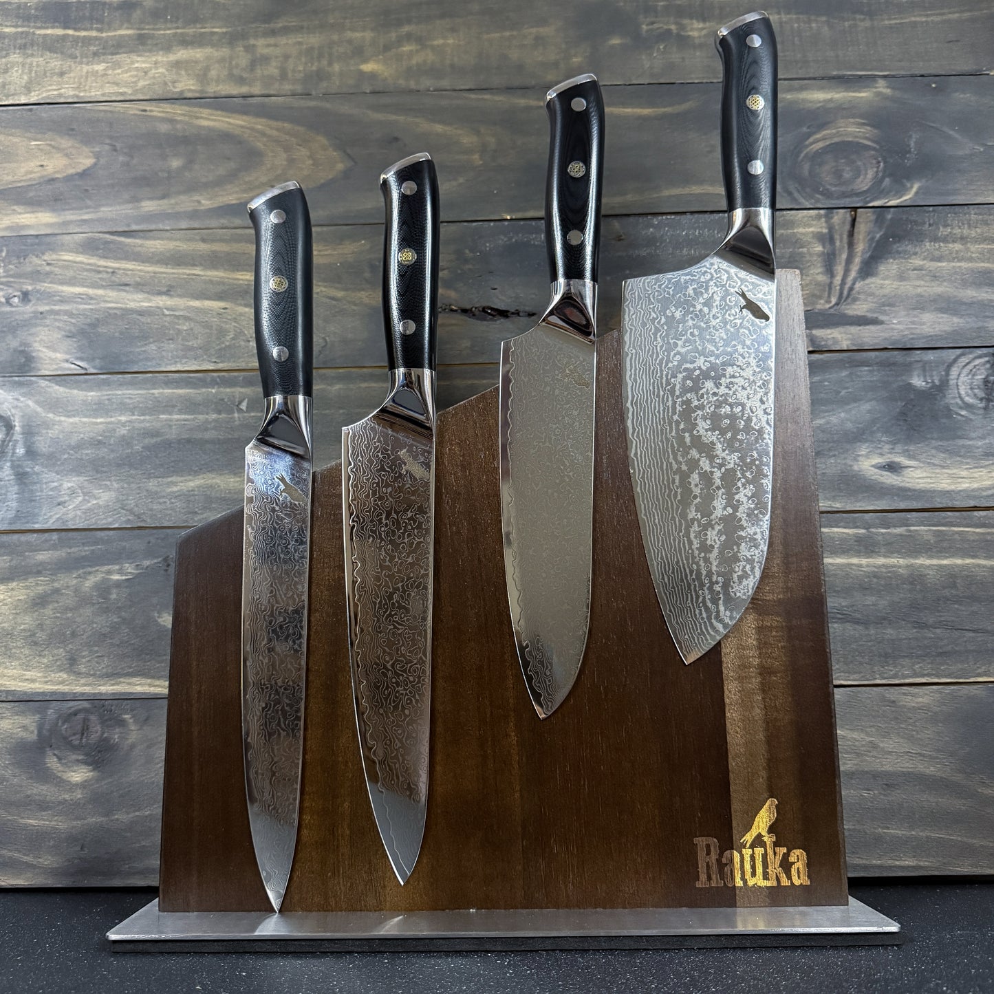 Pack 4 Cuchillos de Cocina + Bloque Magnético "Cay" / "Mate" / "Tronador" / "Arenales"