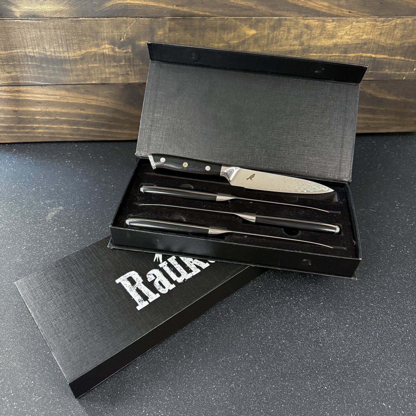 Set de 8 Cuchillos de Mesa de Acero Damasco 24cm "Reclus"