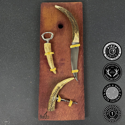 Set "Chuncho" | Cuchillo 25cm | Sacacorchos | Destapador