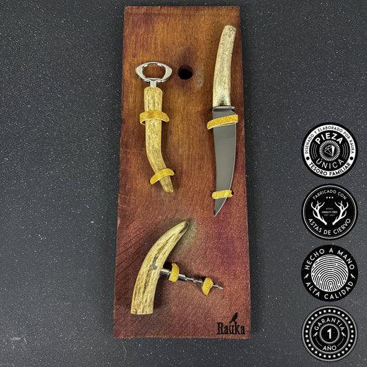 Set "Chuncho" | Cuchillo 23cm | Sacacorchos | Destapador