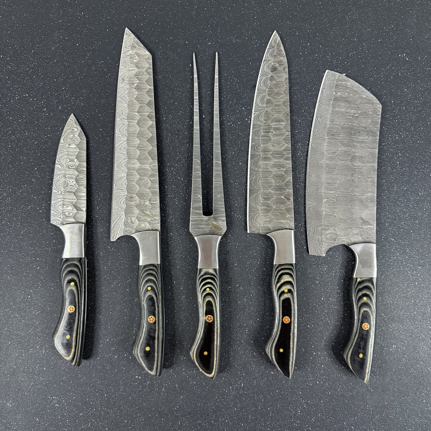 Set de 5 Cuchillos de Cocina de Acero Damasco "Chaltén"