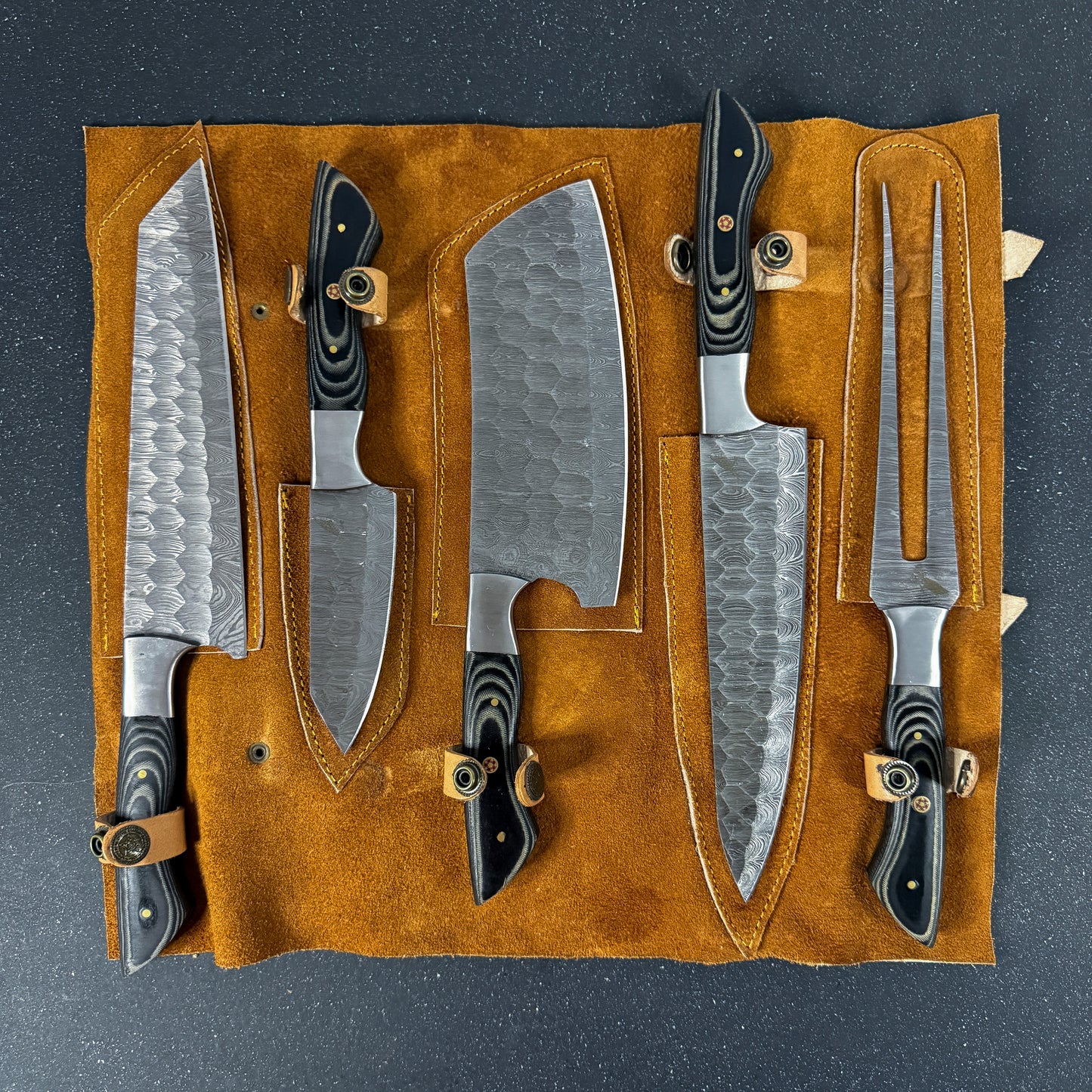 Set de 5 Cuchillos de Cocina de Acero Damasco "Chaltén"