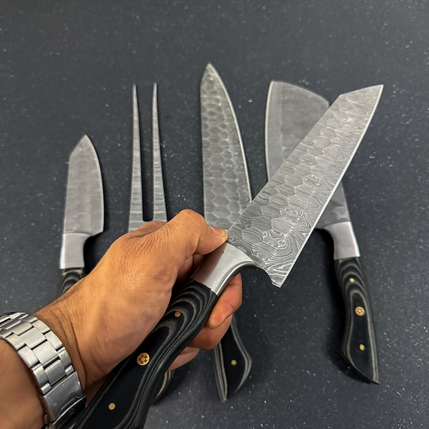 Set de 5 Cuchillos de Cocina de Acero Damasco "Chaltén"