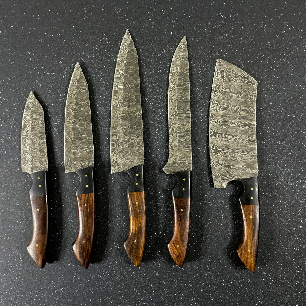 Set de 5 Cuchillos de Cocina de Acero Damasco Rauka