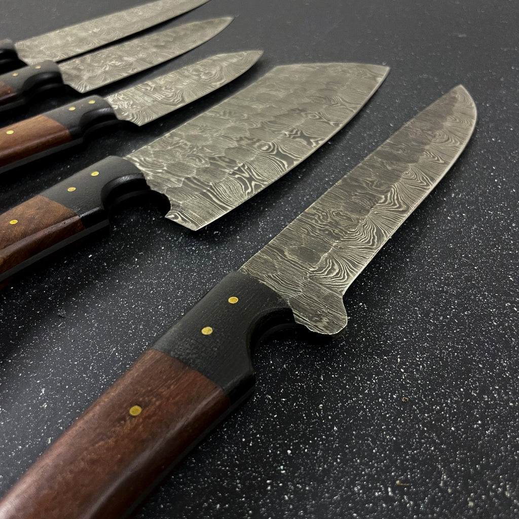 Set de 5 Cuchillos de Cocina de Acero Damasco Rauka