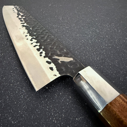 Cuchillo japonés Kiritsuke Rauka Fuji con hoja de acero inoxidable y mango de madera Mkuruti, ideal para cocina y parrilla