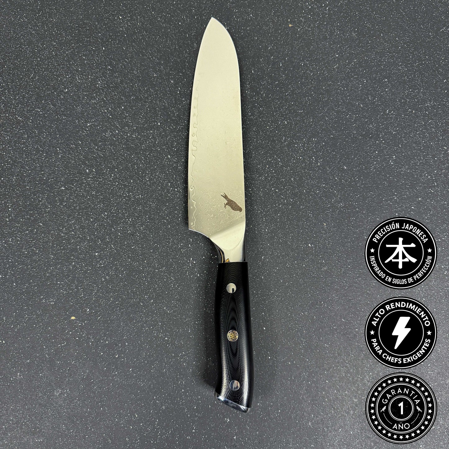 Cuchillo Santoku de Acero Damasco 30cm "Tronador"