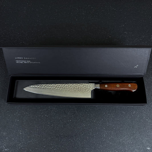 Cuchillo de Chef de Cocina y Parrilla de Acero Damasco "Tronador"