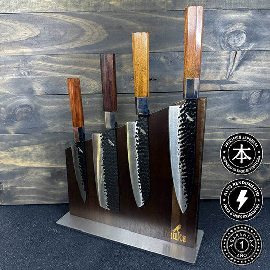 Pack 4 Cuchillos de Cocina + Bloque de Magnético "Ruki" / "Kawa" / "Hika" / "Mizu"