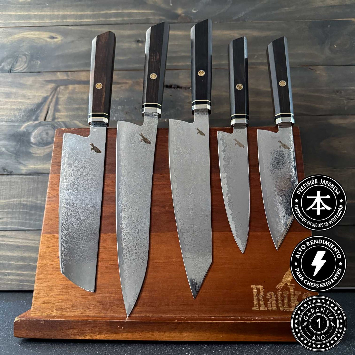 Pack 5 Cuchillos Japoneses + Bloque Magnético "Taku" / "Kiru" / "Tora" / "Tsuki" / "Iwa"