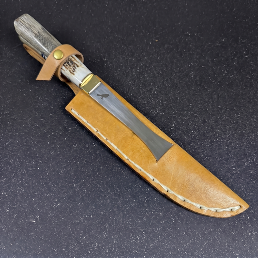 Cuchillo parrillero artesanal Chinchilla Rauka de 39 cm con hoja de 25 cm con funda de cuero gratis