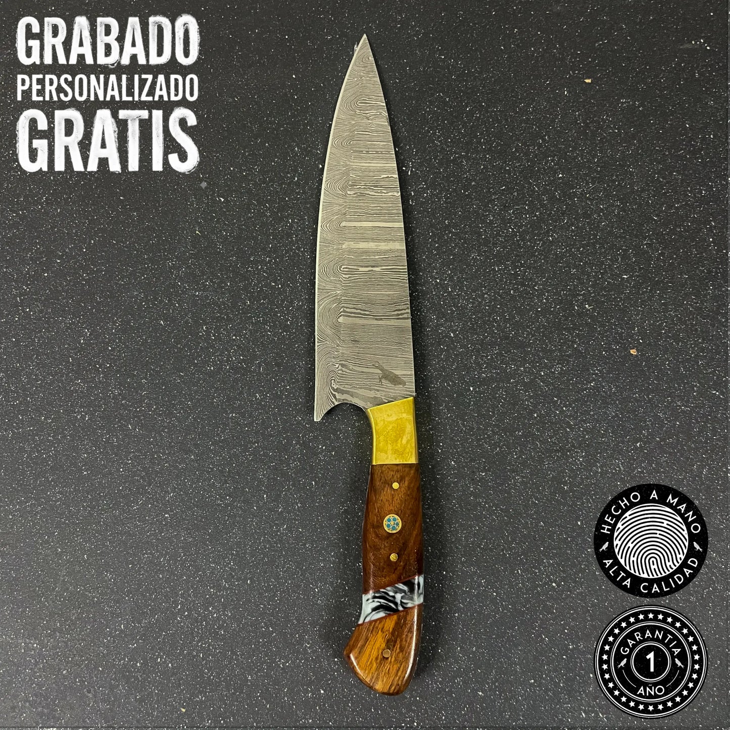 Cuchillo de Cocina de Acero Damasco 32cm "Colico"