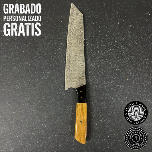 Cuchillo de Cocina de Acero Damasco 33cm "Maihue"