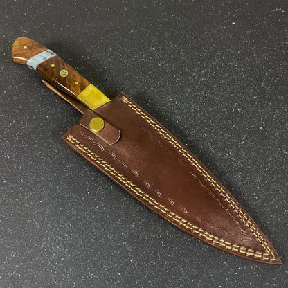 Cuchillo Damasco 32cm "Colico" + Piedra para Afilar 1000/6000 (Suave)