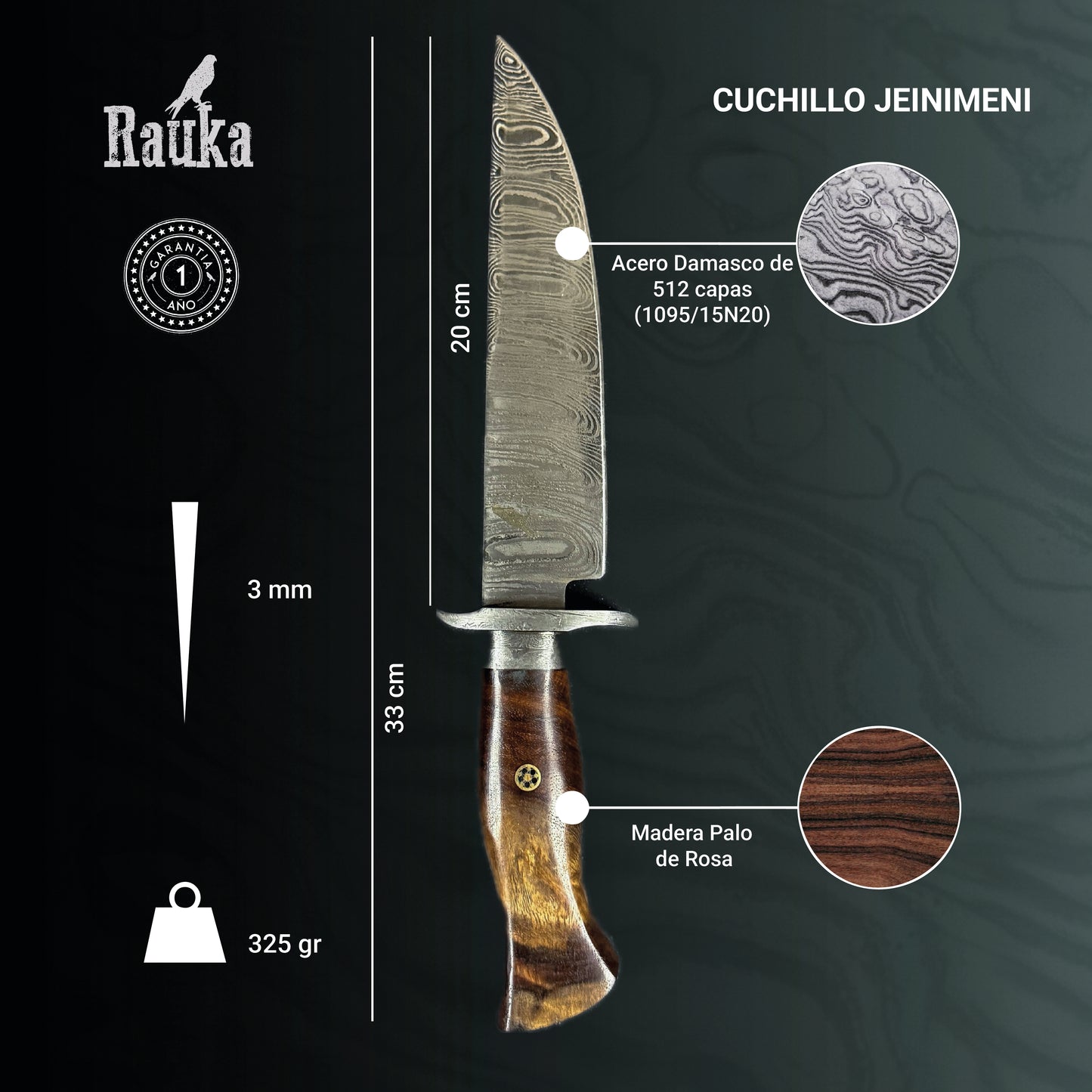 Cuchillo Bowie Cazador 37cm "Jeinimeni"
