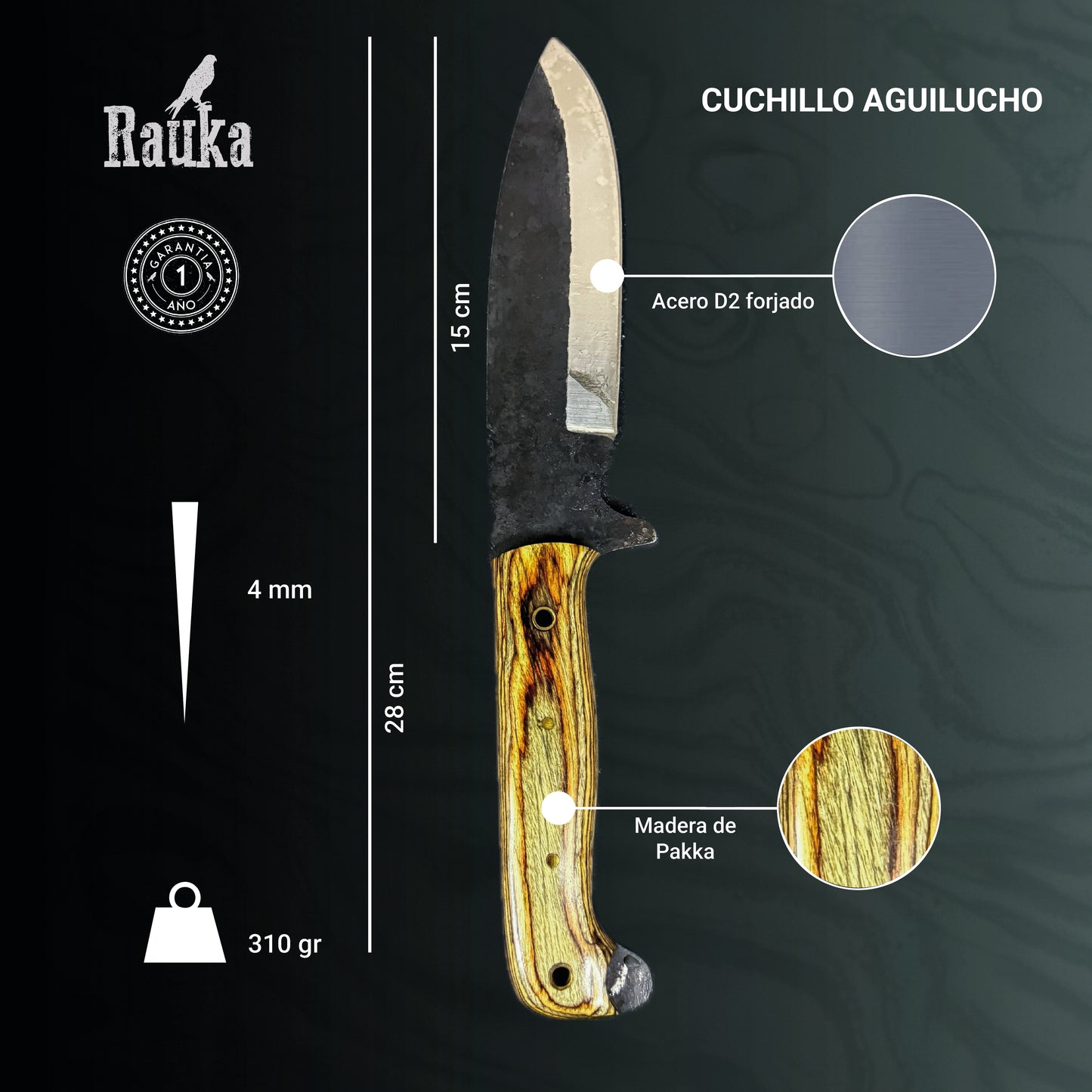 Cuchillo Bushcraft  Deportivo 28cm “Aguilucho“