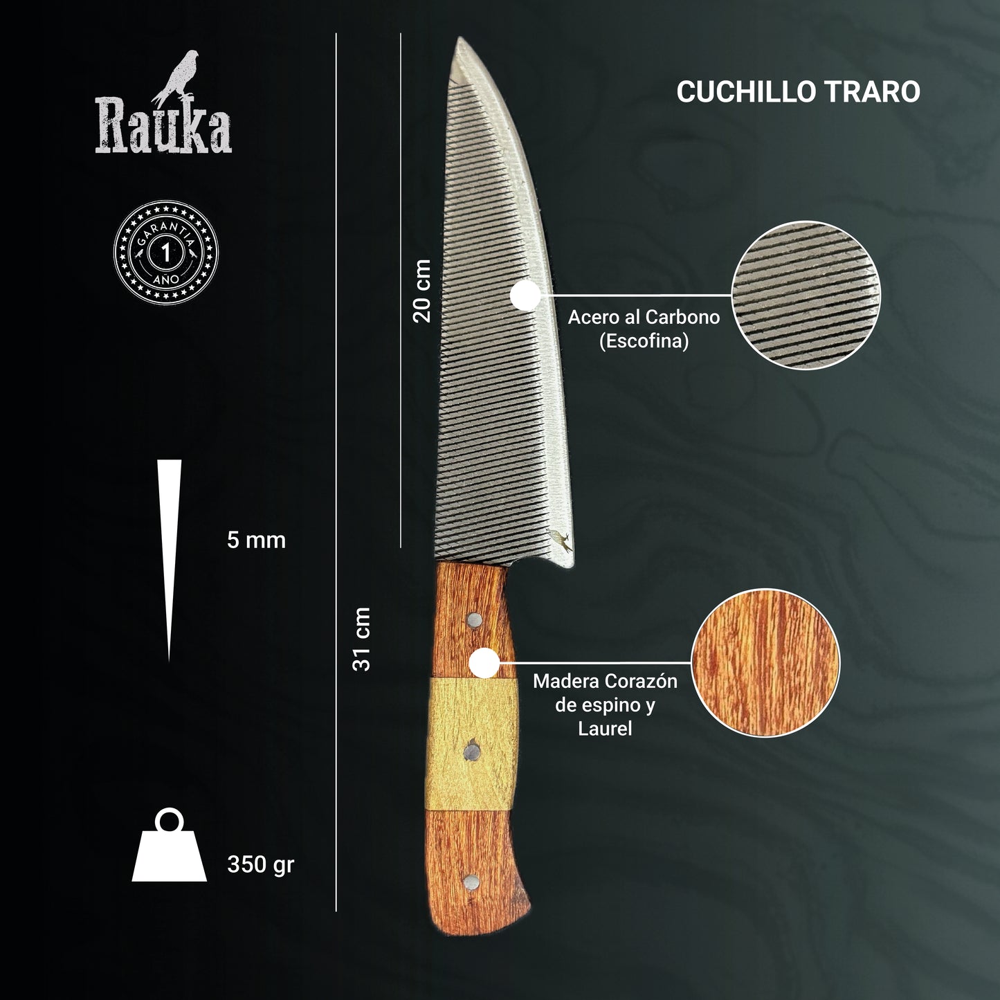 Cuchillo Parrillero de Escofina 31cm "Traro"
