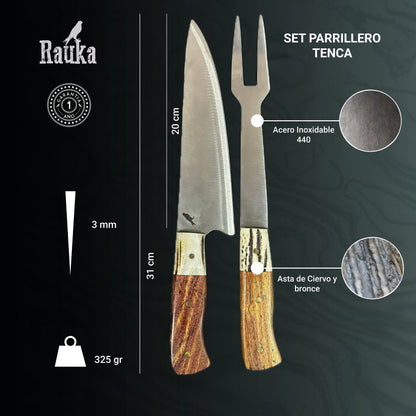 Set Cuchillo Parrillero y Pincho 31cm "Tenca"