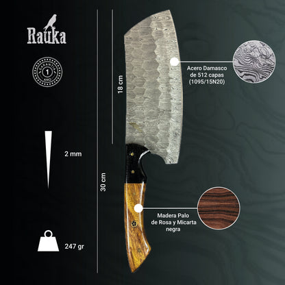 Set de 3 Cuchillos de Cocina de Acero Damasco "Huerquehuito"