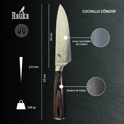 Ficha técnica Cuchillo Parrillero de Acero Inoxidable 33cm "Condor"