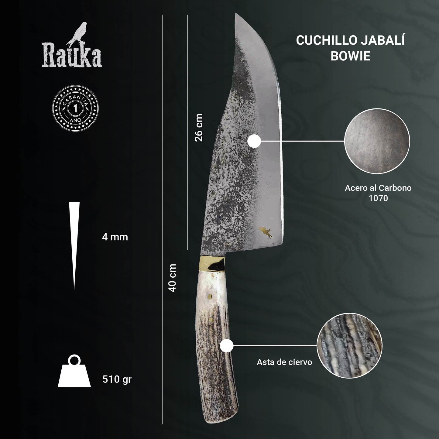 Cuchillo Bowie 40cm "Jabalí"