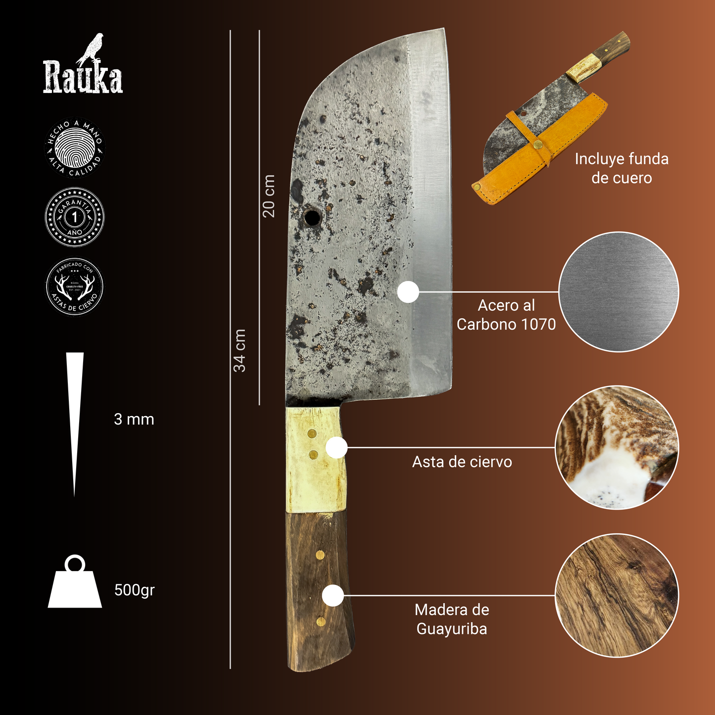 Ficha técnica Cuchillo Serbian 34cm "Bagual"