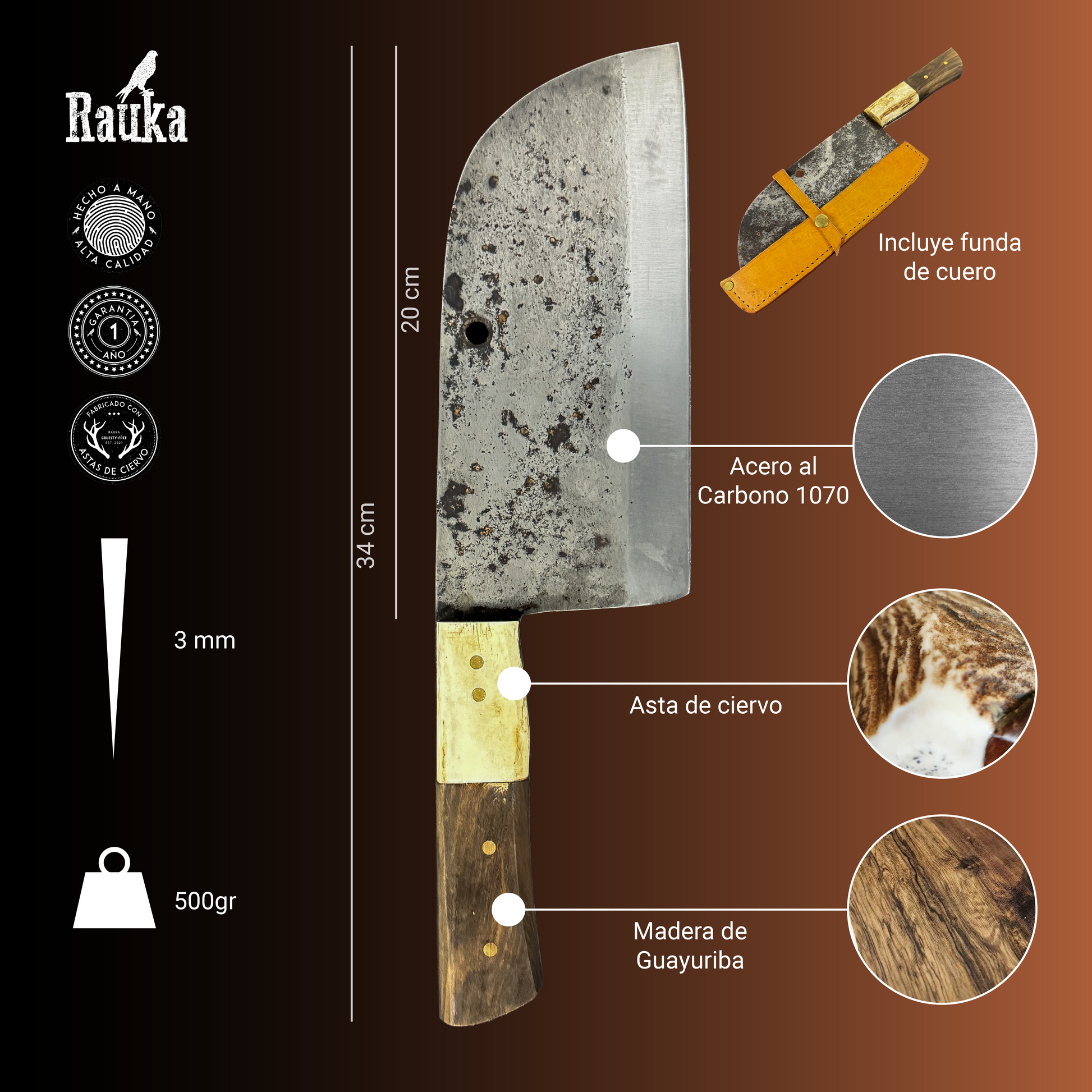 Ficha técnica Cuchillo Serbian 34cm "Bagual"