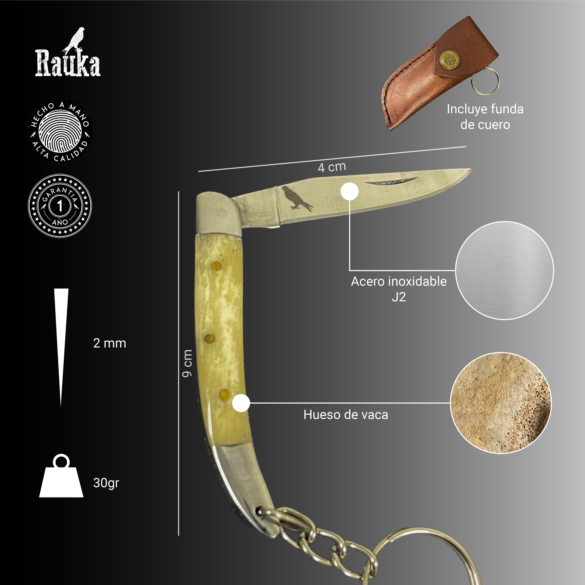 Ficha técnica Navaja Llavero de Acero Inox. 13cm “Chiu Chiu“