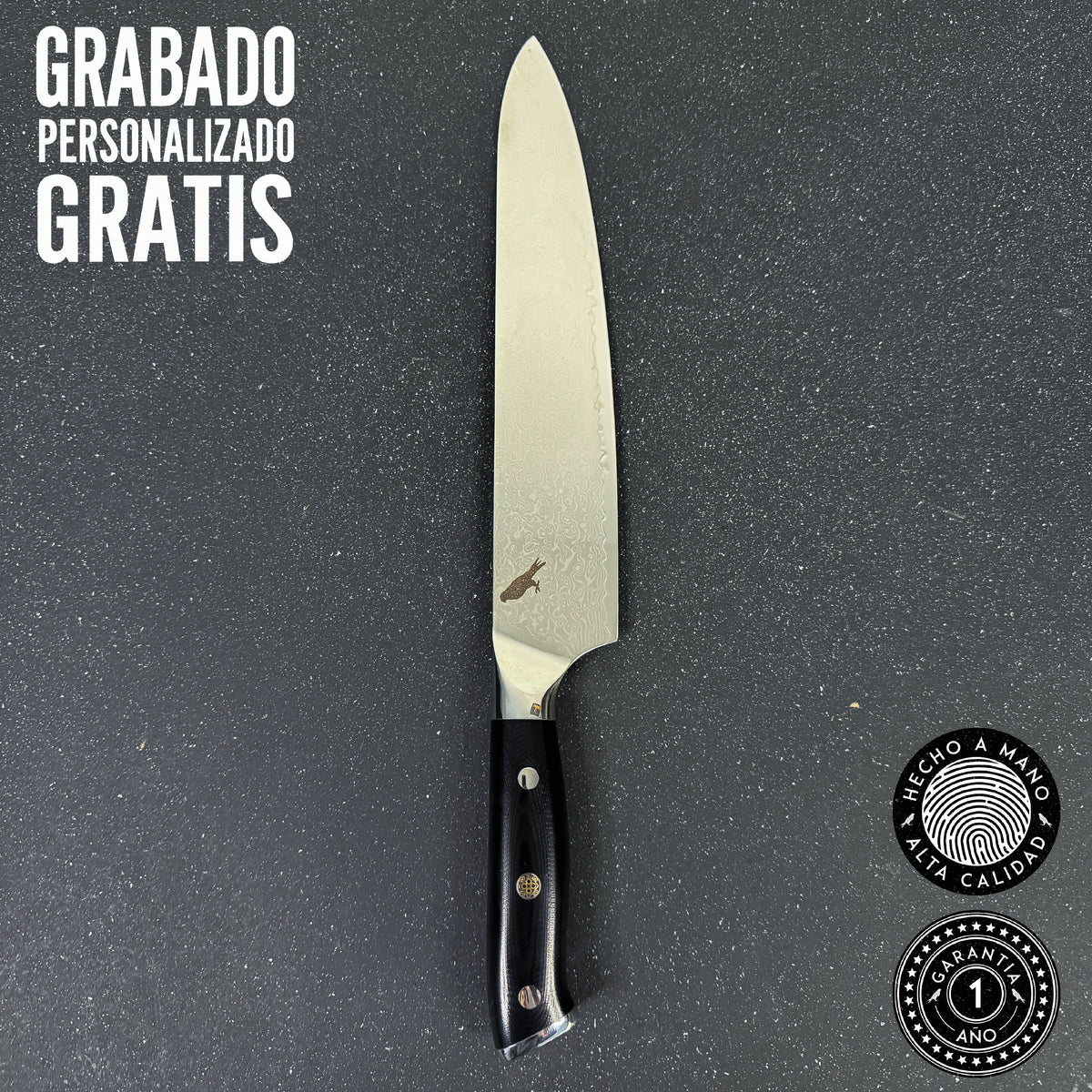 Cuchillo de Cocina/Parrilla de Acero Damasco 37cm "Mate"