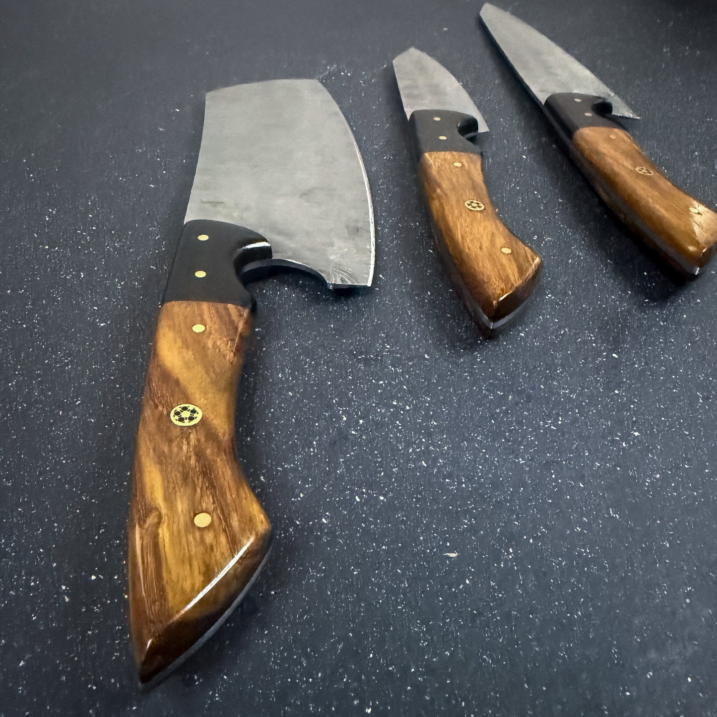 Set de 3 Cuchillos de Cocina de Acero Damasco "Huerquehuito"