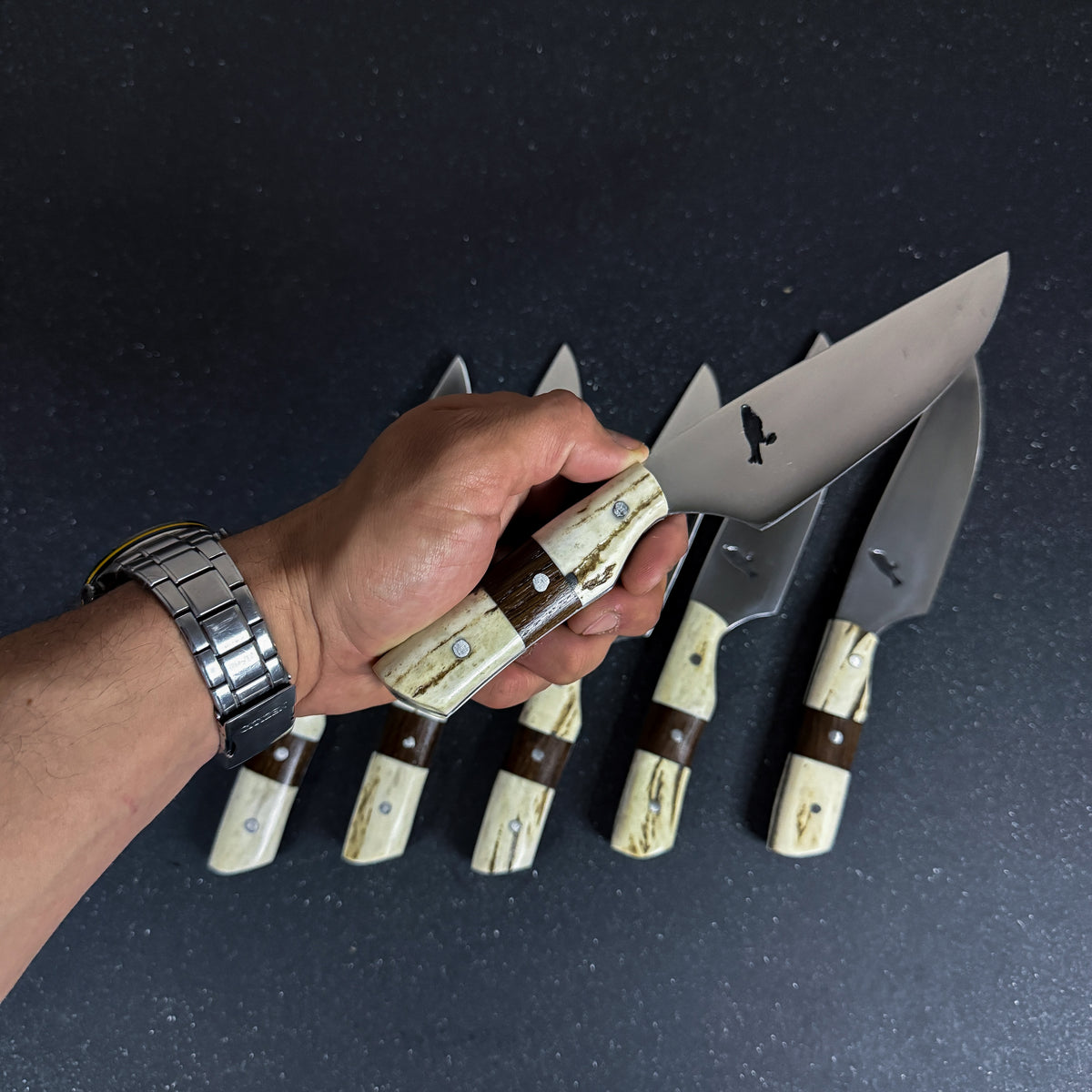 Set de 6 Cuchillos de Mesa Artesanales 25cm "Pudú"