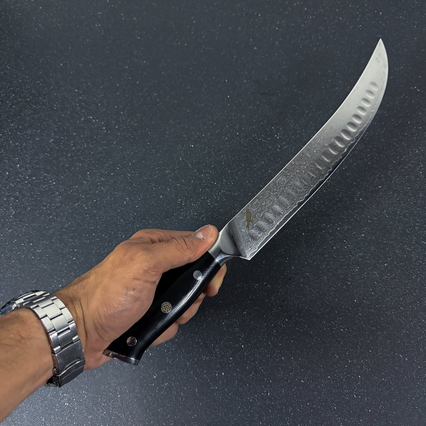 Cuchillo Butcher de Acero Damasco 38cm "Sarmiento"