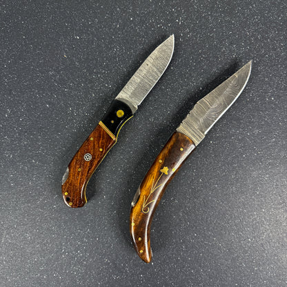 Pack 2 Navajas Acero Damasco "Petrohue" 20cm y "Puelo" 16.5cm