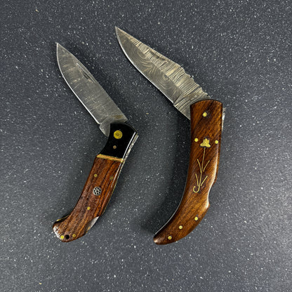 Pack 2 Navajas Acero Damasco "Petrohue" 20cm y "Puelo" 16.5cm