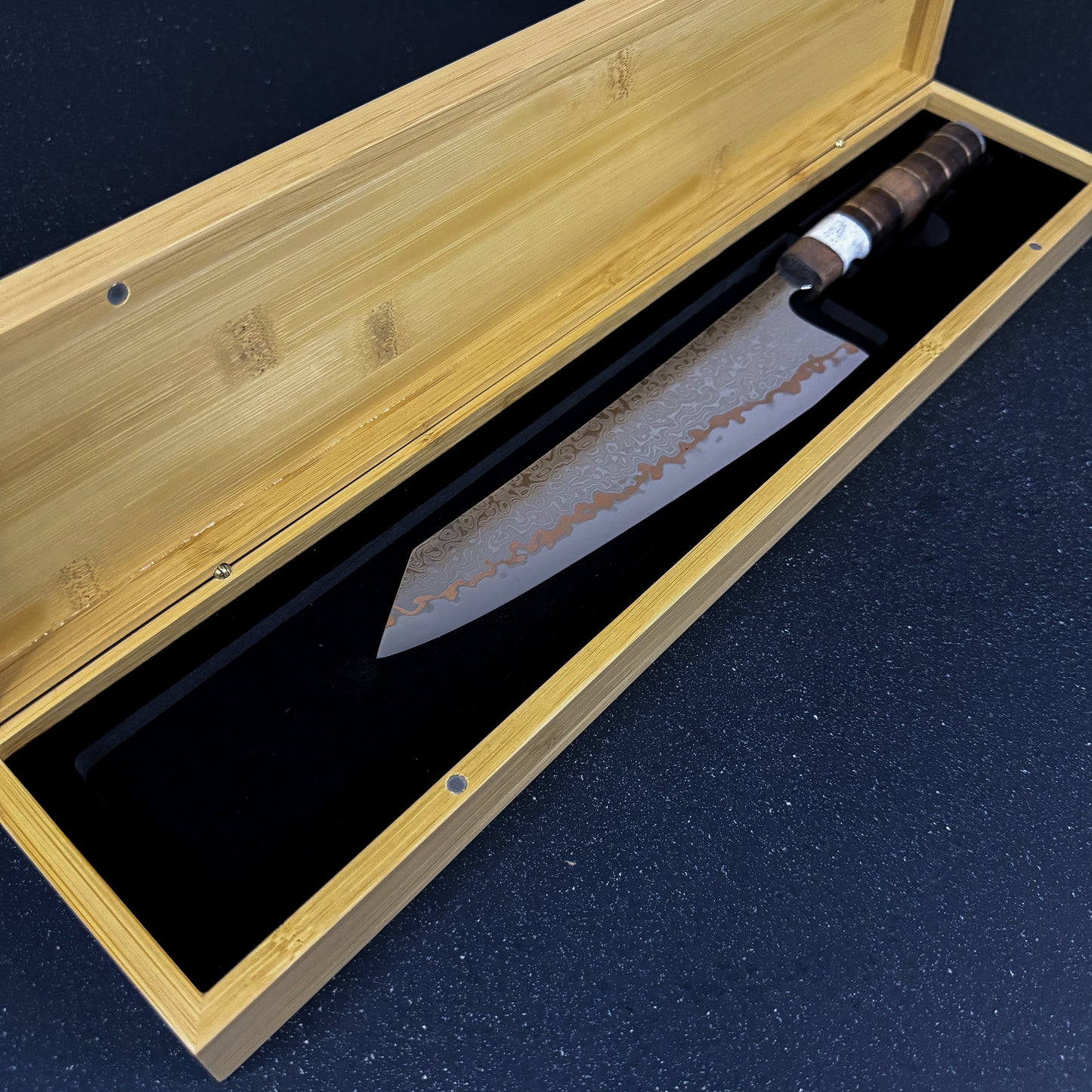 Cuchillo Kiritsuke Damasco Cobre 35cm "Kanji"