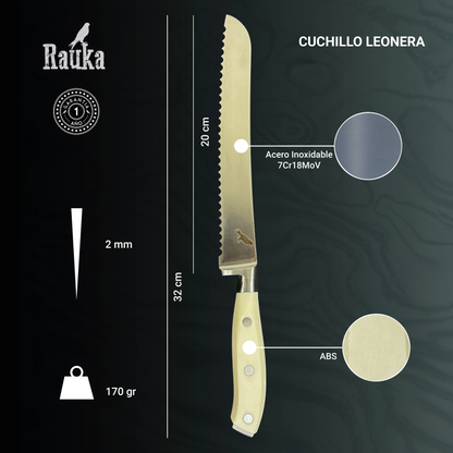 Vista superior del Cuchillo Panero de Acero Inoxidable 32cm "Leonera"