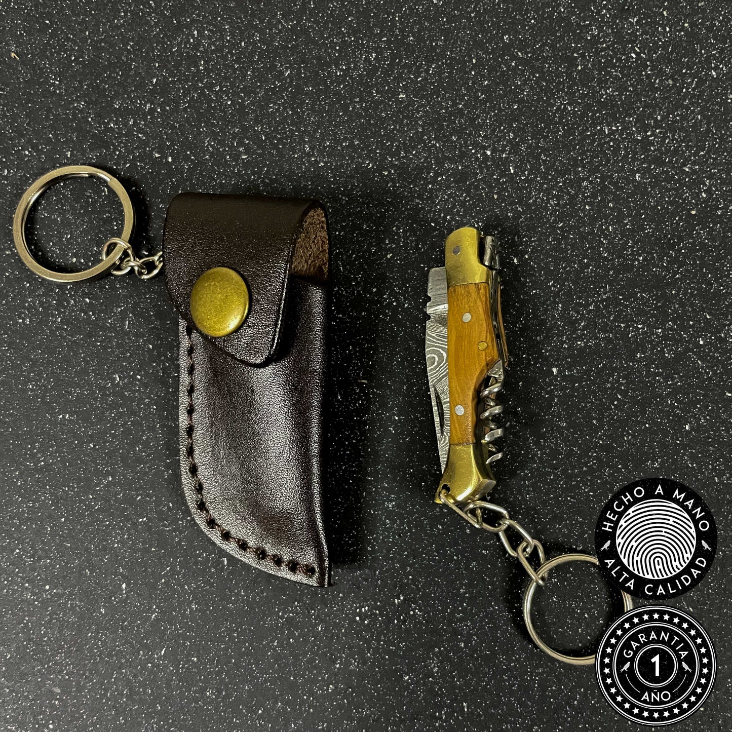 Navaja Llavero de Acero Damasco 11cm “Conguillío“