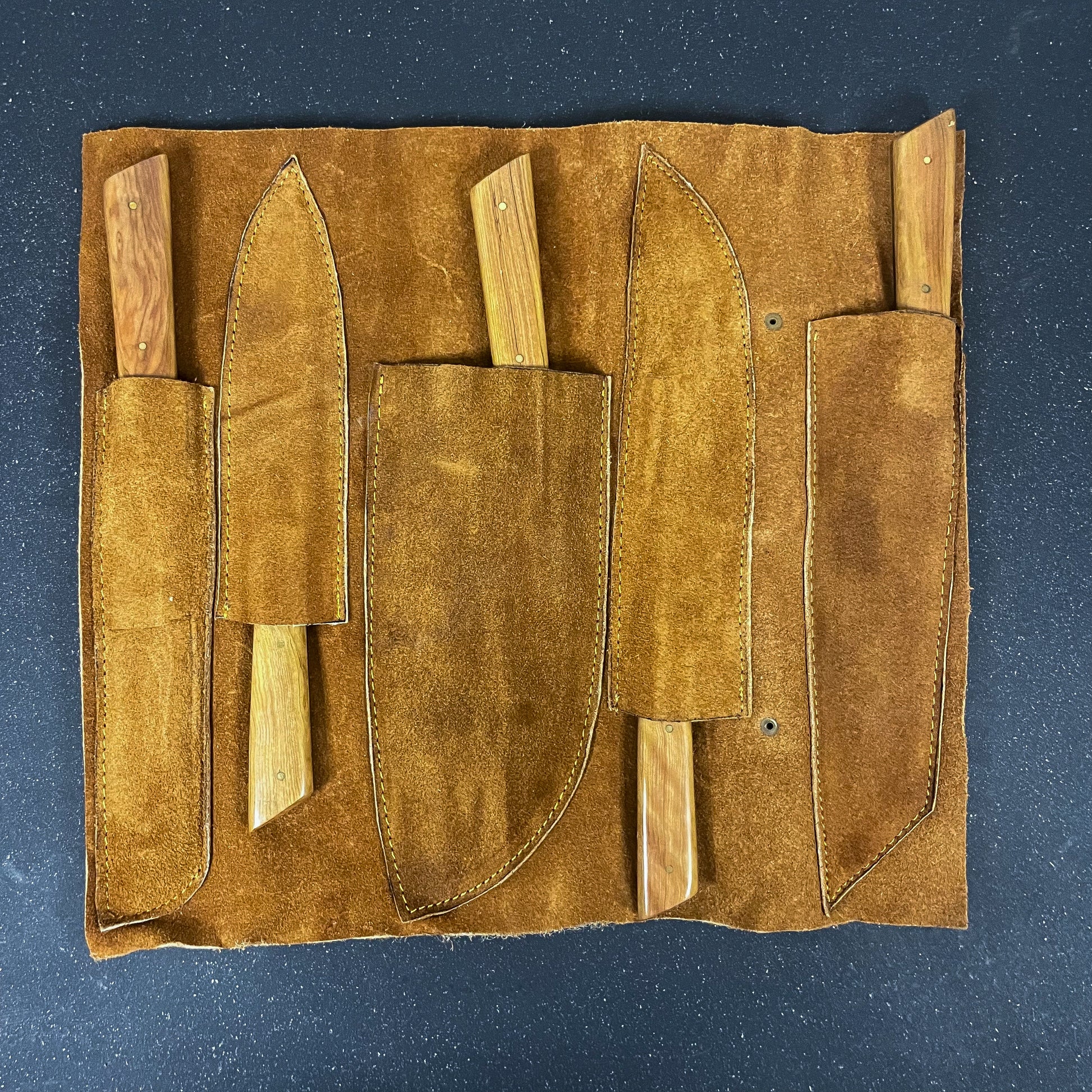 set de 5 cuchillos de cocina de acero damasco