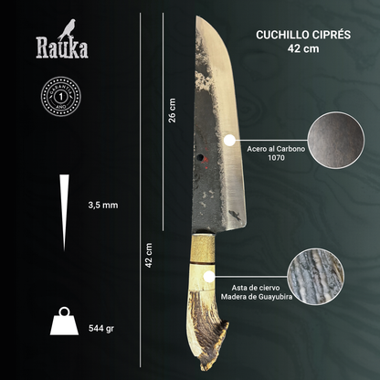 Vista de detalle del Cuchillo Parrillero 42cm “Ciprés“