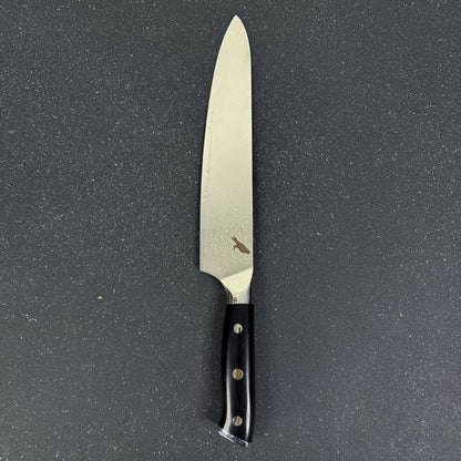 Vista completa de cuchillo de cocina/parrilla de acero damasco 37 cm Mate Rauka