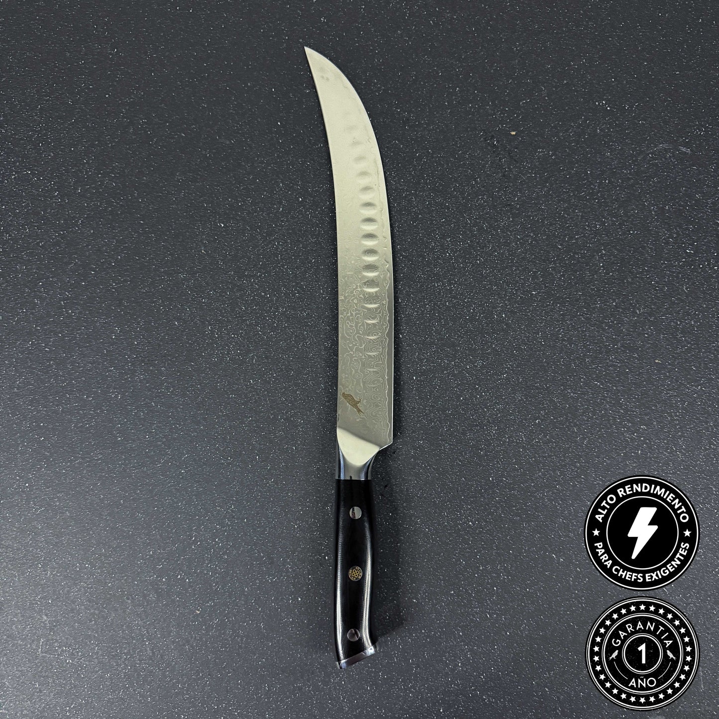 Cuchillo Butcher de Acero Damasco 38cm "Sarmiento"