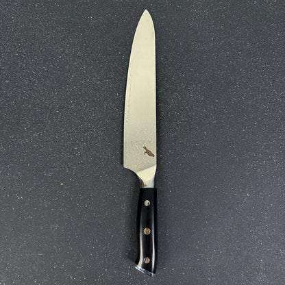 Cuchillo Chef Rauka Mate con hoja de acero Damasco y mango G10, perfecto para cocina y parrilla