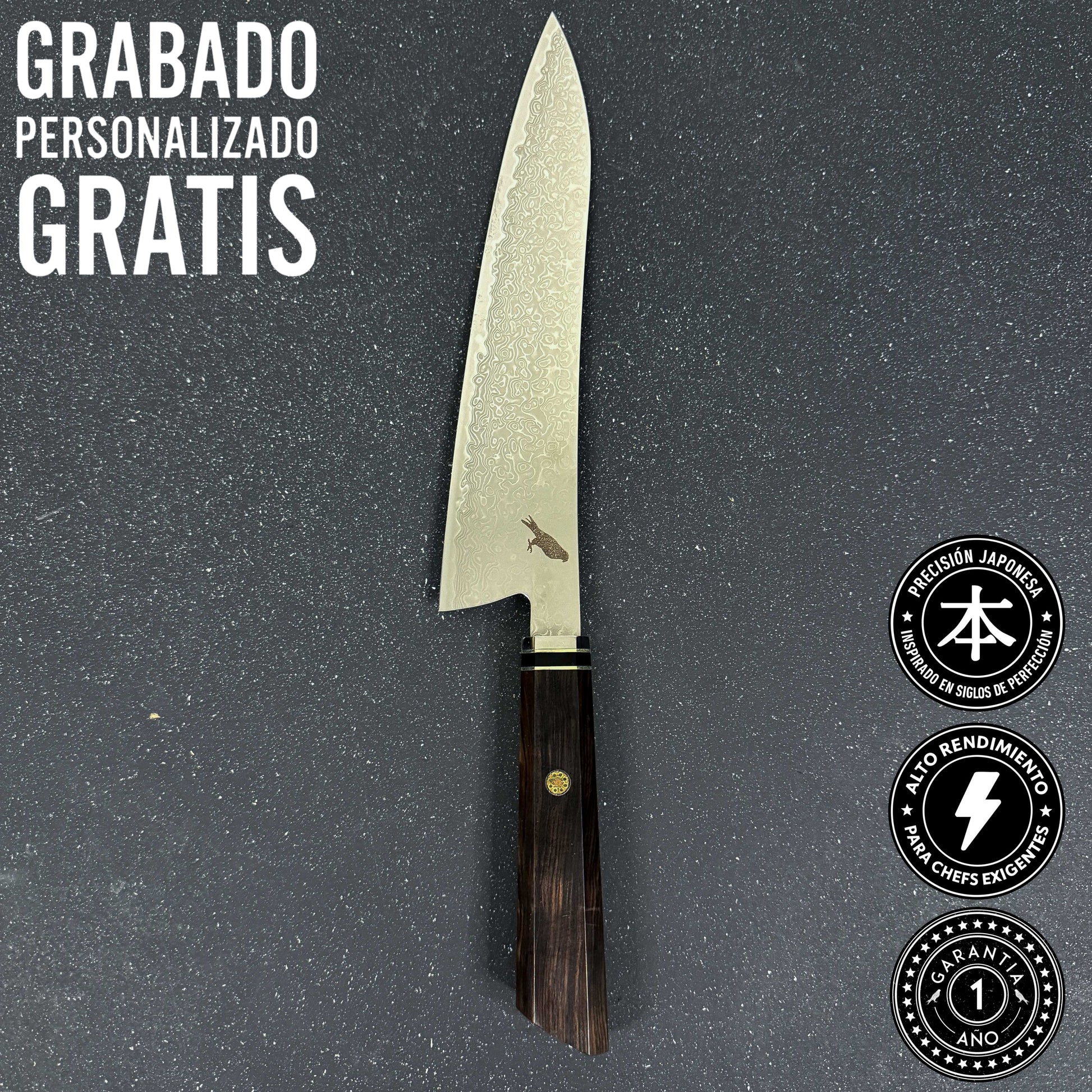 Cuchillo de Chef de Acero Damasco 35cm "Taku" | Rauka