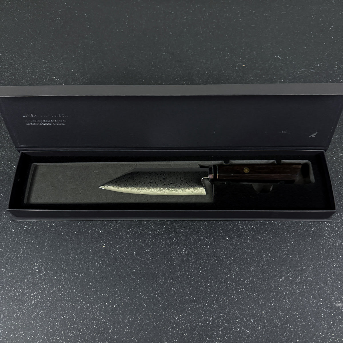 Vista lateral de cuchillo japonés bunka damasco 27 cm Tsuki Rauka