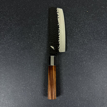 Vista de conjunto de cuchillo japonés nakiri de cocina de acero inoxidable 32 cm Ruki Rauka