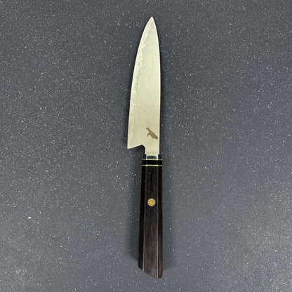 Vista completa de cuchillo japonés puntilla damasco 27 cm Iwa Rauka