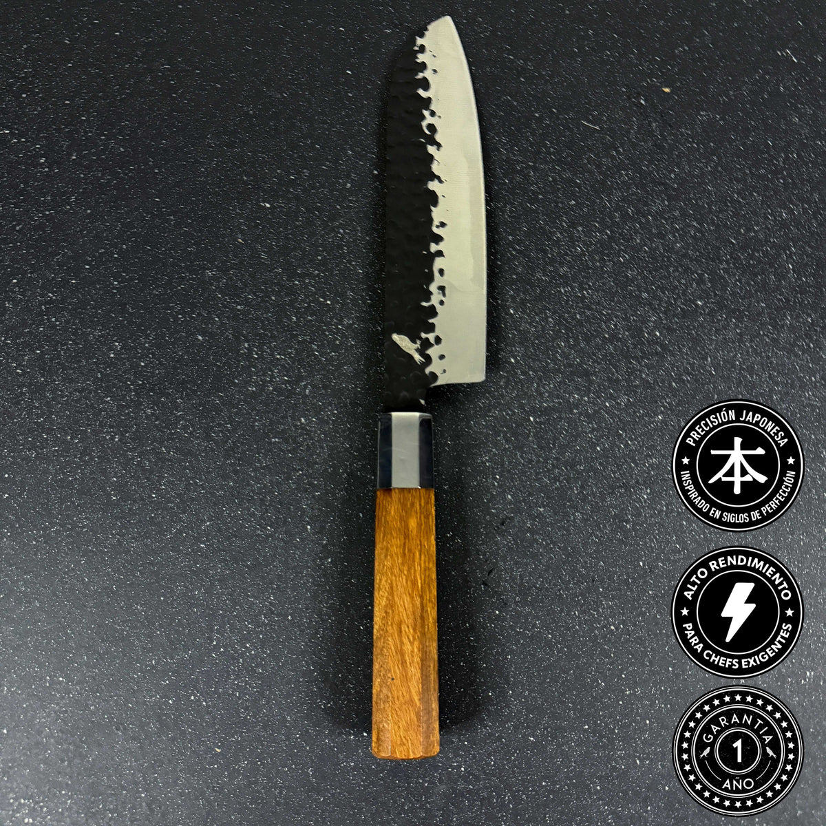 Cuchillo Japonés Santoku de Cocina de Acero Inoxidable 32 cm Hika Rauka